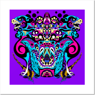 the hand of the gods and kaijus in pattern ecopop tpween2022 illustration art Posters and Art